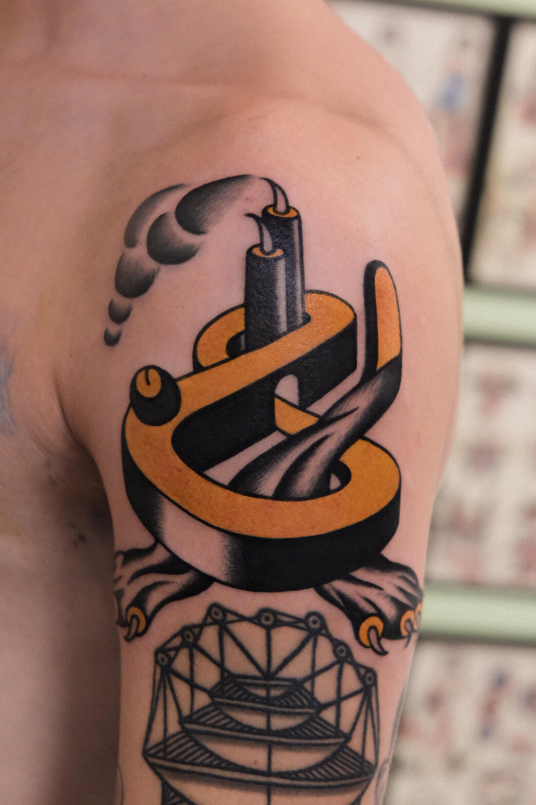 Black panther / factory, color traditional tattoo made in Amsterdam.